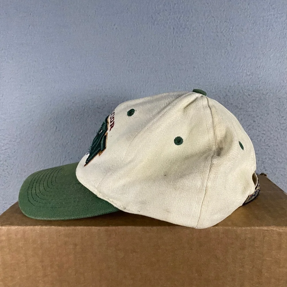 Vintage 1999 US Senior Open Des Moines Golf Hat Cream Green Strap Back